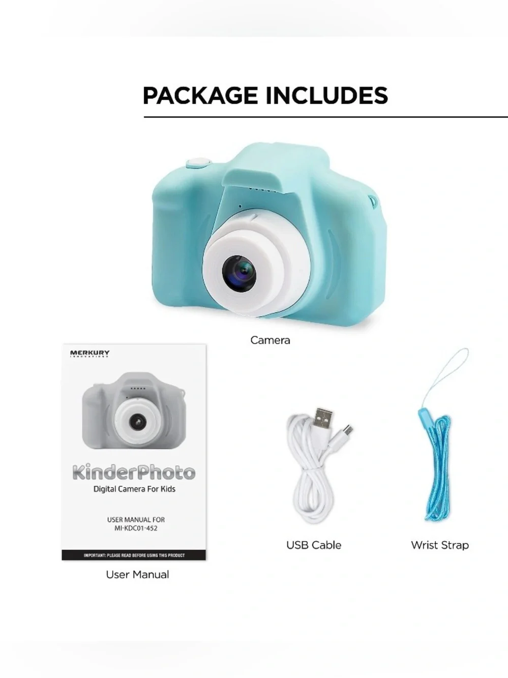 NIB Merkury KinderPhoto Digital Camera for Kids - Blue